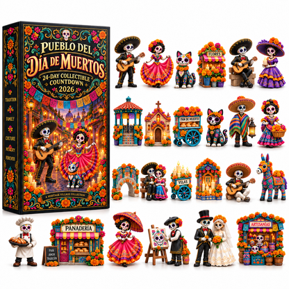 🎁Pueblo del Día de Muertos 2026 – 24-Day Day of the Dead Collectible Countdown Calendar with 24 Unique Miniatures-