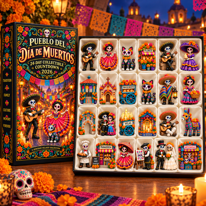 🎁Pueblo del Día de Muertos 2026 – 24-Day Day of the Dead Collectible Countdown Calendar with 24 Unique Miniatures-
