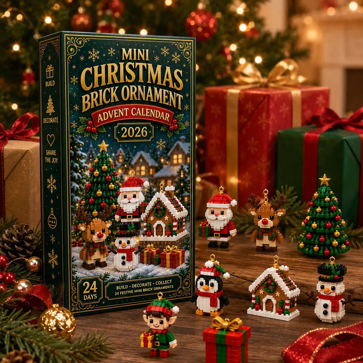 ⏳ Last day to save 60% – 🎄 24-Day Mini Christmas Ornament Advent Calendar | 24 unique festive buildable designs with hanging loops—perfect for decorating Christmas trees, wreaths, and holiday displays 🧱