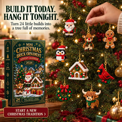 ⏳ Last day to save 60% – 🎄 24-Day Mini Christmas Ornament Advent Calendar | 24 unique festive buildable designs with hanging loops—perfect for decorating Christmas trees, wreaths, and holiday displays 🧱