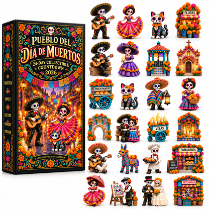 🎁Pueblo del Día de Muertos 2026 – 24-Day Day of the Dead Collectible Countdown Calendar with 24 Unique Miniatures-
