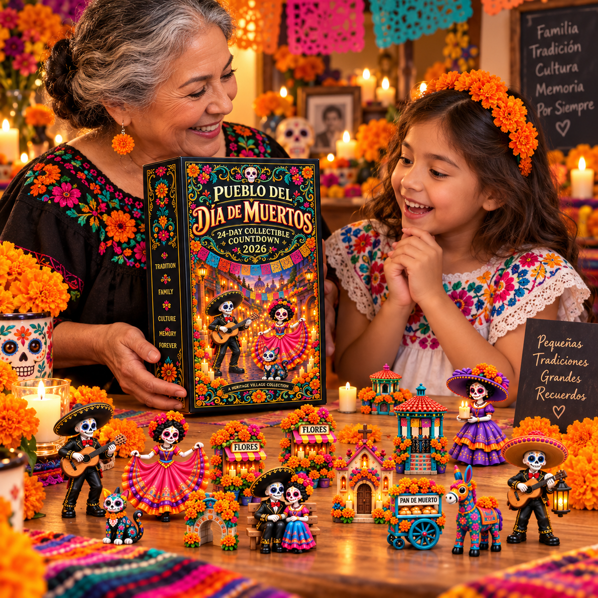 🎁Pueblo del Día de Muertos 2026 – 24-Day Day of the Dead Collectible Countdown Calendar with 24 Unique Miniatures-