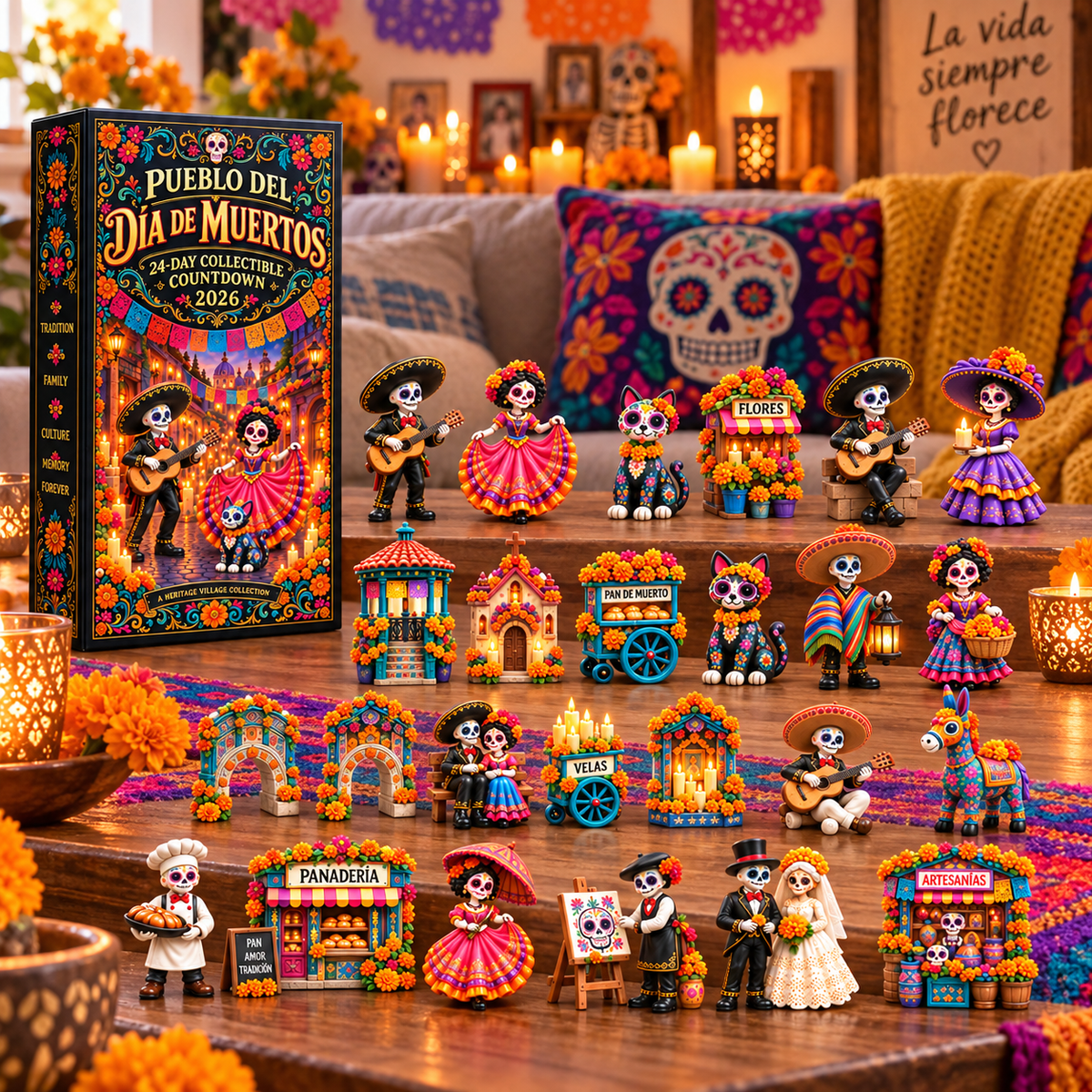 🎁Pueblo del Día de Muertos 2026 – 24-Day Day of the Dead Collectible Countdown Calendar with 24 Unique Miniatures-