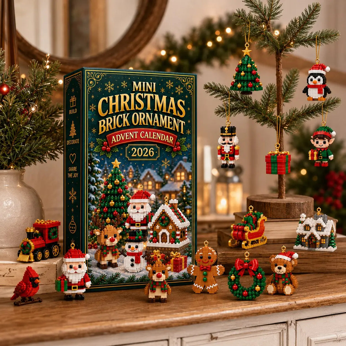 ⏳ Last day to save 60% – 🎄 24-Day Mini Christmas Ornament Advent Calendar | 24 unique festive buildable designs with hanging loops—perfect for decorating Christmas trees, wreaths, and holiday displays 🧱