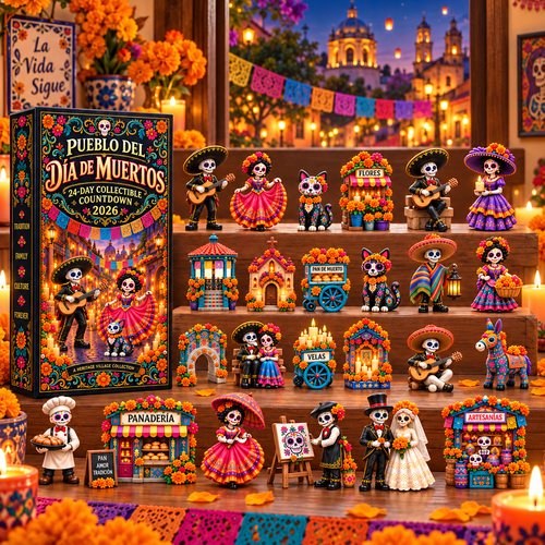 🎁Pueblo del Día de Muertos 2026 – 24-Day Day of the Dead Collectible Countdown Calendar with 24 Unique Miniatures-